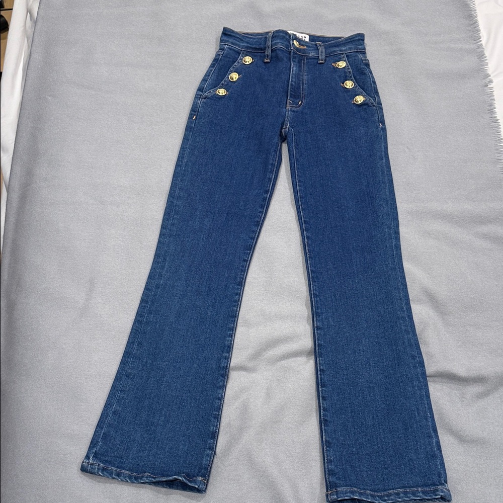 Derek Lam Dark Blue Women's Jeans with Button Detail